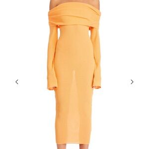 TALLULAH RIB KNIT MIDI DRESS- Papaya